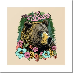 I Choose the Bear Feminist Bear vs Man Meme Team Bear Floral Posters and Art